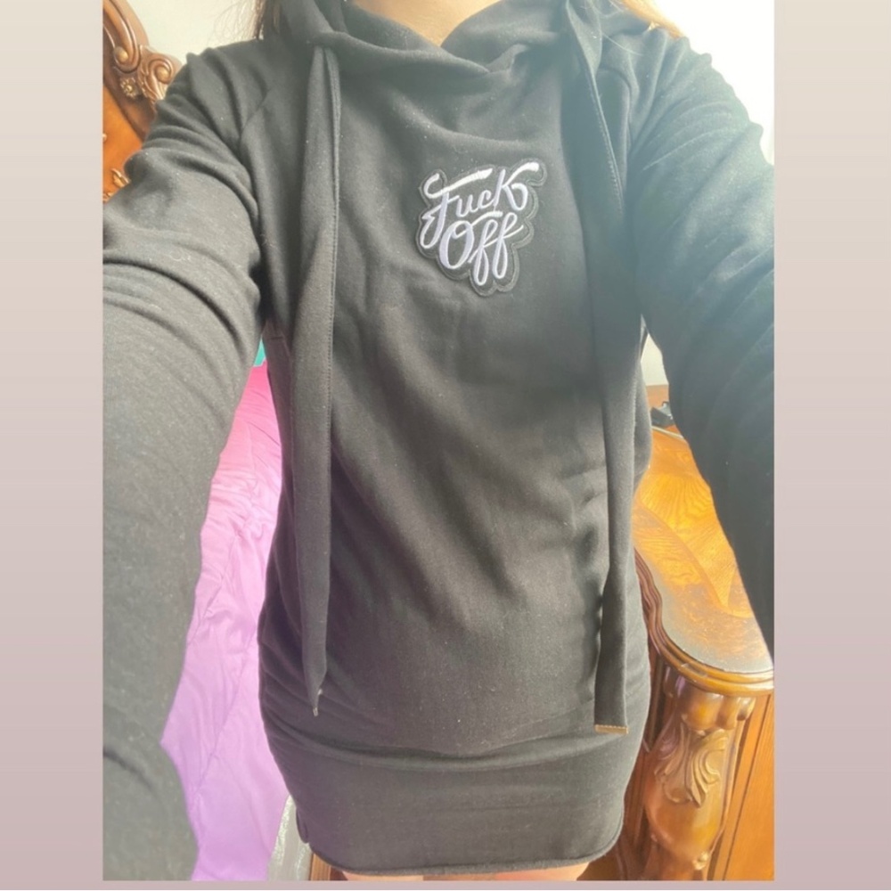 F**k off hoodie sweatshirt dress